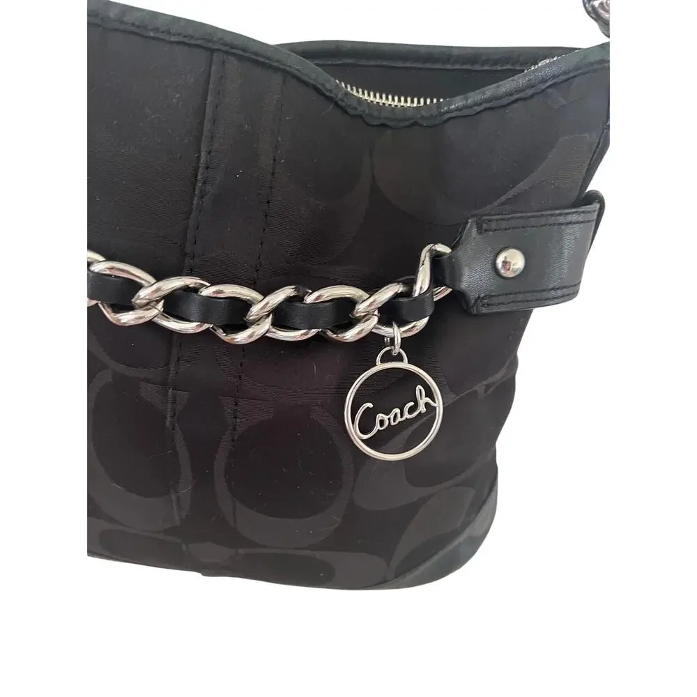 Coach Vintage Y2K Signature Optic Chain Shoulder Bag F19730 Black - Picture 3 of 14